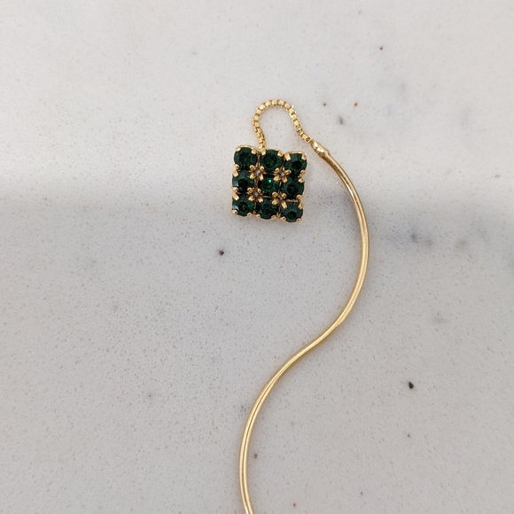 Boho Theader Earrings  Squared Green CZ Earrings - Picture 5 of 6